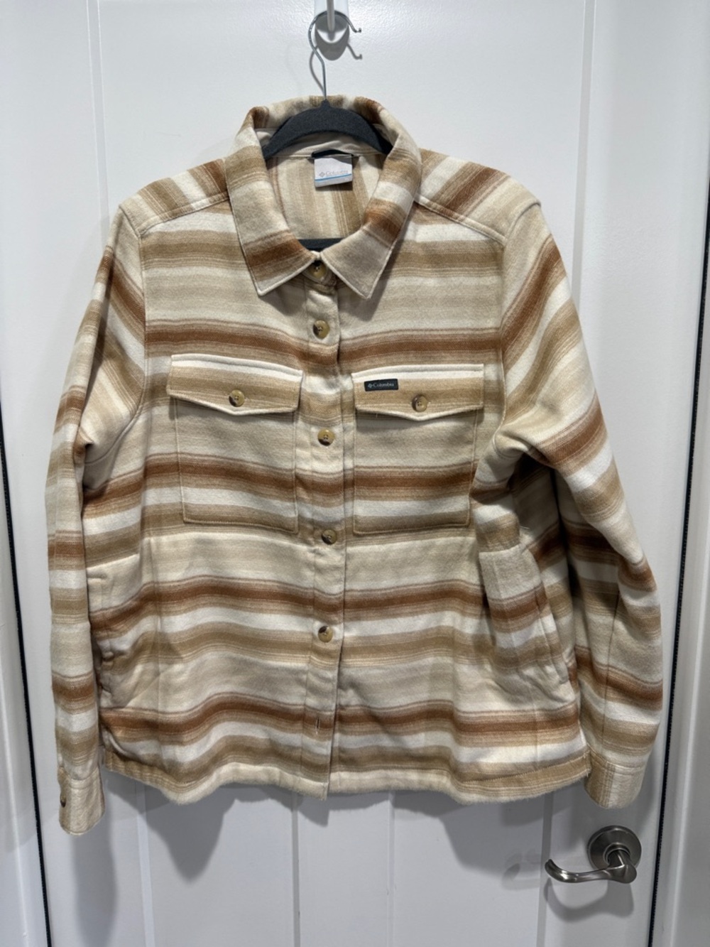 Columbia Cream & Brown Striped Utility Jacket
